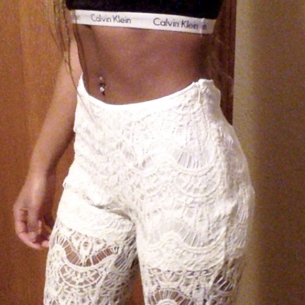 White lace bell bottoms